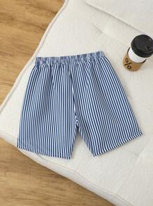 SHEIN Tween Boy Striped Swim Trunks, Ideal For Beach, Pool Parties In Summer Summer Holiday - Multicolor - View 2