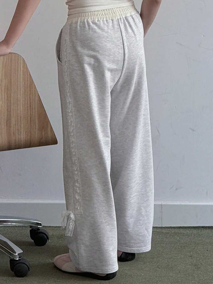 Tween Girls Colorblock Elastic Waist Pocket Wide Leg Loose Casual Pants,Back To School Clothes