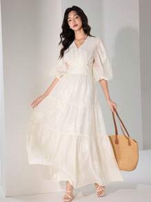 Heiryn Women's Minimalist & Fashionable Long Dress, Suitable For Summer,Graduation Dresses - White - View 3