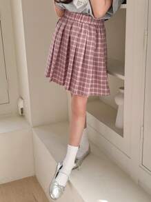 DAZY Tween Girl Plaid Pleated A-Line Skirt, Spring/Summer - Pink - View 7