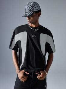 NEON BLANC Men's Street Style Knit Crew Neck Short Sleeve T-Shirt - Black - View 2