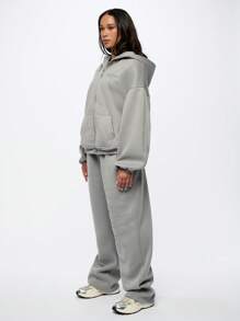 SUMWON WOMEN 优质超大羊毛慢跑裤，带压花徽标细节，运动休闲裤，适合健身和休闲穿着，舒适的冬季休闲裤