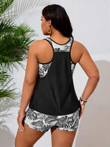 Swim Lushoire 2 pièces/Set Maillot de bain Tankini imprimé aléatoire pour femmes grande taille