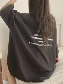 DAZY Women T-Shirts Plain Casual - Grey - View 3