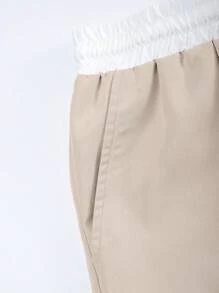 Manfinity Homme Pantalones cortos casuales con cordón en la cintura de corte holgado para hombres, ropa de hombre