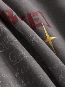 DAZY 女式夏季休闲标语印花圆领短袖 T 恤、女式短款上衣、图案 T 恤 - 灰色 - 查看 8