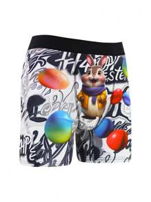 4 Pcs/Set Celana Dalam Boxer Pria Motif Kelinci Paskah - MultiWarna - View 3