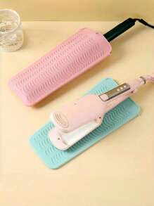 1pc Silicone Heat Resistant Hair Straightener Cover Pouch Travel Hair Curler Non-Slip Mat Curling Iron Holder Flat Iron Curling Wand Travel Cover Case Bag, Upgraded Version, Can Be Hung For Travel Storage Bag