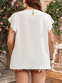 SHEIN LUNE 大码女式花卉印花荷叶边圆领衬衫，女士夏季服装圣帕特里克节狂欢服装节日春假服装圣帕特里克波西米亚风