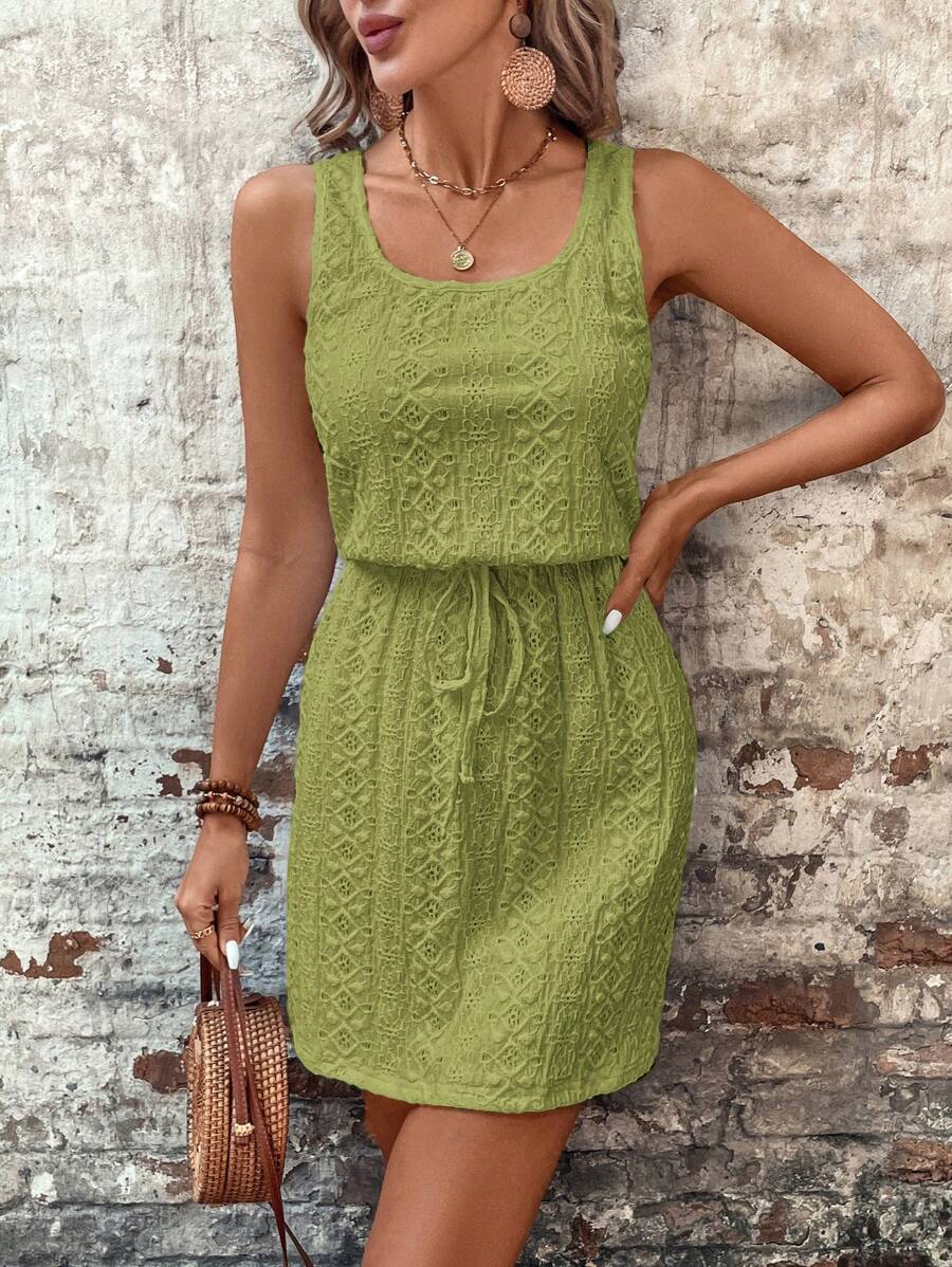 SHEIN LUNE 白色提花针织镂空女装