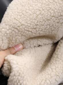 DAZY 女式 PU 皮革和仿羊毛拼布夹克，秋季女装