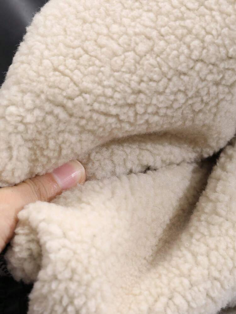 Women's PU Leather & Faux Shearling Patchwork Jacket,Fall Women Clothes