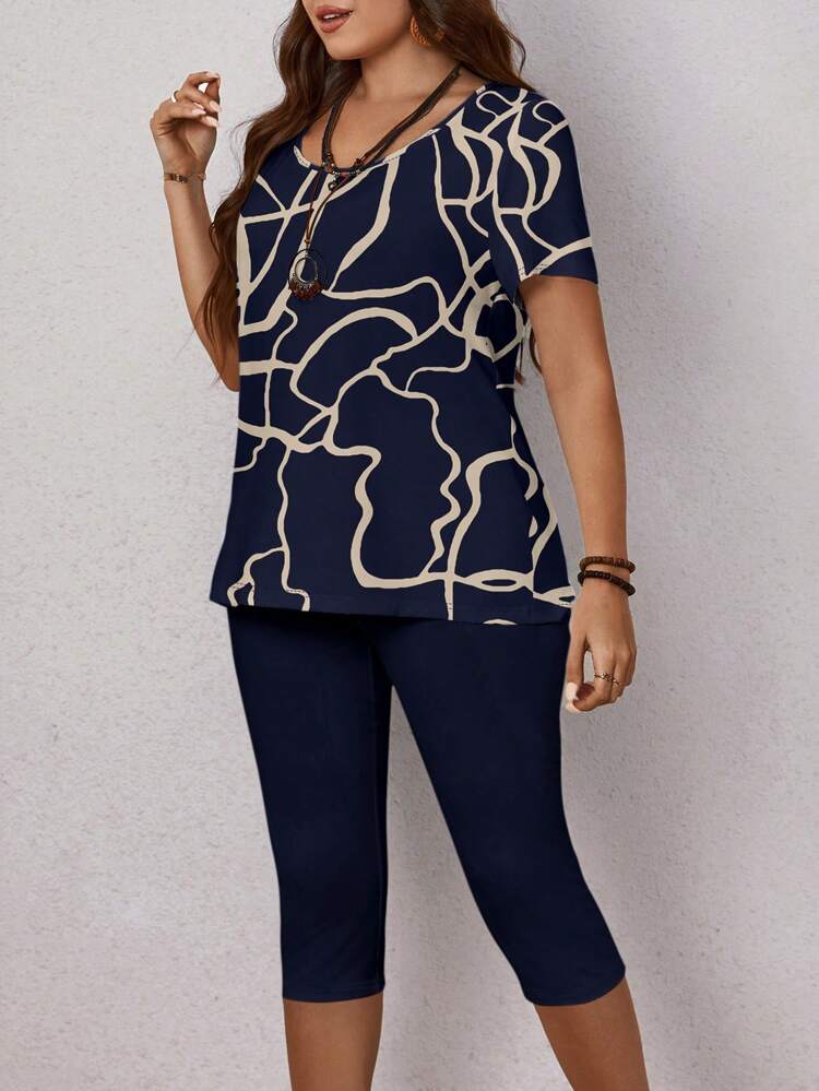 2pcs/Set Casual Simple Striped Pattern Loose Plus Size Set, Suitable For Summer,Country Clothes Women,Summer Outfits For Women,Western Wear Women