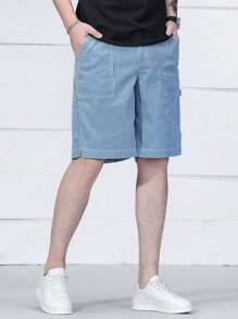 Manfinity Homme Men's Striped Pocket Denim Shorts