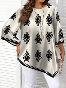 EMERY ROSE Camisa holgada de talla grande con estampado floral, para primavera y otoño