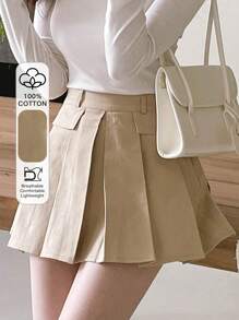 DAZY Gonna mini plissettata con dettagli in tinta unita, gonne autunnali