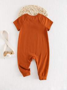 Cozy Pixies Baby Boy 3D Ears Cartoon Bear Pattern Knitted Soft Crewneck Short Sleeve Jumpsuit