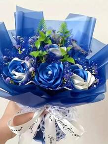 SHEIN 1Pc 25 Yards Wine Blue Silk Satin Bow Decorative Ribbon - Very Suitable For Weddings, Parties, Gift Wrapping And Handmade DIY, Bouquet Packaging, Baking Cakes, Birthday Gift Packaging, 0.6cm/1cm/1.5cm /2cm/2.5cm/4cm/5cm Total Of 7 Widths Optional - Royal Blue - View 3