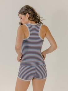 Aralina 2pcs/Set Women Summer Casual Striped Camisole And Shorts Set