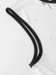 Manfinity LEGND Men's Casual Letter & Polka Dot Print Button Up V-Neck Top Men Sleeveless