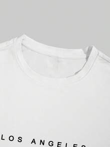 Manfinity Hypemode Men's Casual Simple Letter Print Short Sleeve T-Shirt - Multicolor - View 3