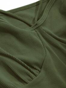 DAZY Women's Tie Shoulder Splicing Bodycon Camisole Top, Summer Tops - Army Green - View 8