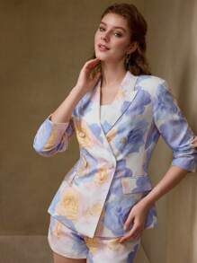 MOTF BLAZER CON ESTAMPADO FLORAL Y DOBLE BOTÓN