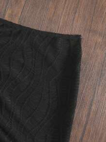 Swim Vcay Summer Beach Drawstring Front Cover Up Skirt - Black - View 4