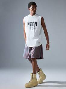 NEON BLANC Men's Street Fashion Woven Letter Printed Loose Shorts
