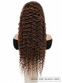 Chocolate Brown Lace Front Wigs Human Hair Deep Wave 13x4 Transparent Lace Frontal Wig Curly Human Hair Wigs For Woman Pre Plucked With Natural Hairline - S4 - View 4