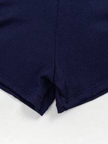 SHEIN Swim Women Drawstring Side Swim Bottoms For Summer Beach Vacation - Navy Blue - View 5