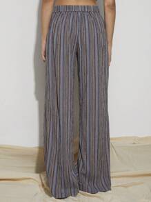 COSMINA Pantalon casual rayé rétro pour femmes, style bureau similaire aux looks d'influenceurs, tenue d'été