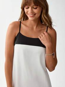 SHEIN LUNE Vestido recto informal de verano al estilo americano, vestido mini blanco con tiras en contraste