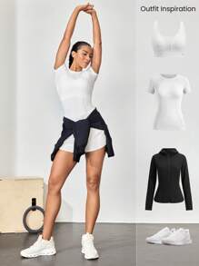 GLOWMODE 4 英寸 VitalSwift 速干超轻中腰抽绳腰部反光跑步短裤内置防臭内衣拉链口袋高强度健身跑步训练 - 白色 - 查看 9