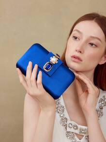 MOTF PREMIUM 时尚方形水钻装饰手拿包 - 藍色 - 查看 8