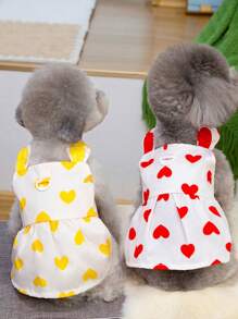 PETSIN Cute Bunny Ear Design Heart Print Summer Lightweight Breathable Harness Dress For Pets - Yellow - View 3