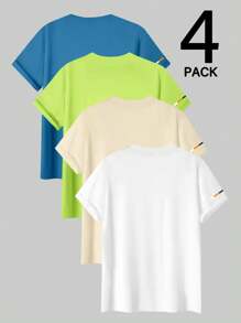 Manfinity Hypemode Men's Casual Simple Letter Print Short Sleeve T-Shirt - Multicolor - View 2