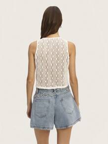 Nöista V- Neck Cami Top Lace Ruched Spring Summer - Beige - View 2