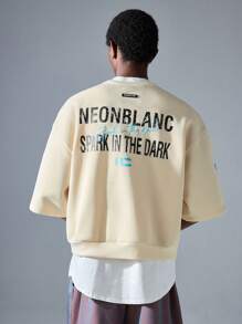 NEON BLANC Men's Street Style Knitted Short Sleeve Round Neck T-Shirt - White - View 4