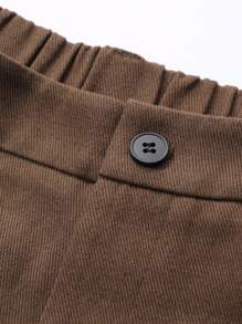 DAZY Women Wide Leg Pants With Pockets And Snap Leg Hem, Solid Color, Loose Fit - Brown - View 6