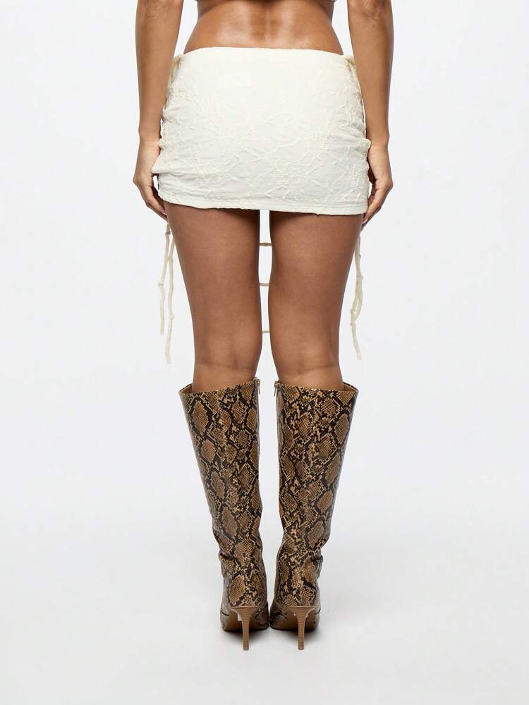 SUMWON WOMEN Distressed Mini Skirt With Cutout Design Fringe Detail