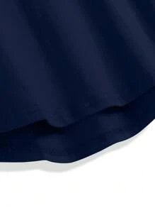 Manfinity Homme Men's Casual Loose Floral & Slogan Print Round Neck Short Sleeve T-Shirt Men Shirts Streetwear Streetwear Men Shirts Men Tee Shirts T Shirt For Men - Navy Blue - View 5