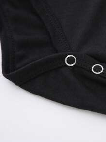 Baby Boy Slogan & Letter Print Snap-Up Short Sleeve Bodysuit - Black - View 3