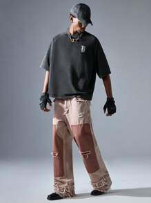 NEON BLANC Men's Streetwear Woven Denim Jeans - Pink - View 1