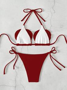 Swim SXY 女士春假吊带 3D 花卉比基尼上衣和系带泳裤