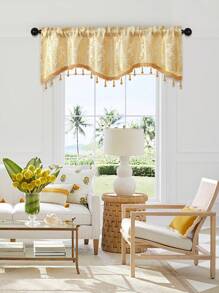 1 件金色锦缎 S 形窗帘，奢华装饰圣诞窗帘盒，适用于客厅、卧室、厨房窗户和门 - 金色 - 查看 9