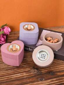 1set Incense Burner Concrete Silicone Mold Square Round Hexagon Heart Furnace Diffuser Storage Mould DIY Resin Craft Molds Home Decor - White - View 7