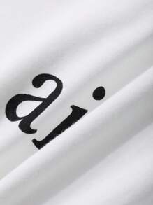 DAZY 女式字母印花超大长袖/短袖T恤，秋季服装 - 白色 - 查看 4