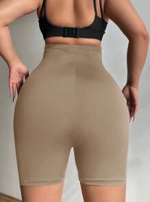SHEIN PETITE CURVE Plus Size Women Outfits Pants Casual Black High Elasticity Tummy Control Short Leggings Butt Lifter Beautify Body Curve Slim Fit Leggings