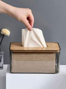 Composite Board Cover Nordic Minimalist Creative Tissue Box, Home Living Room Coffee Table Paper Box, Transparent Restaurant Paper Box